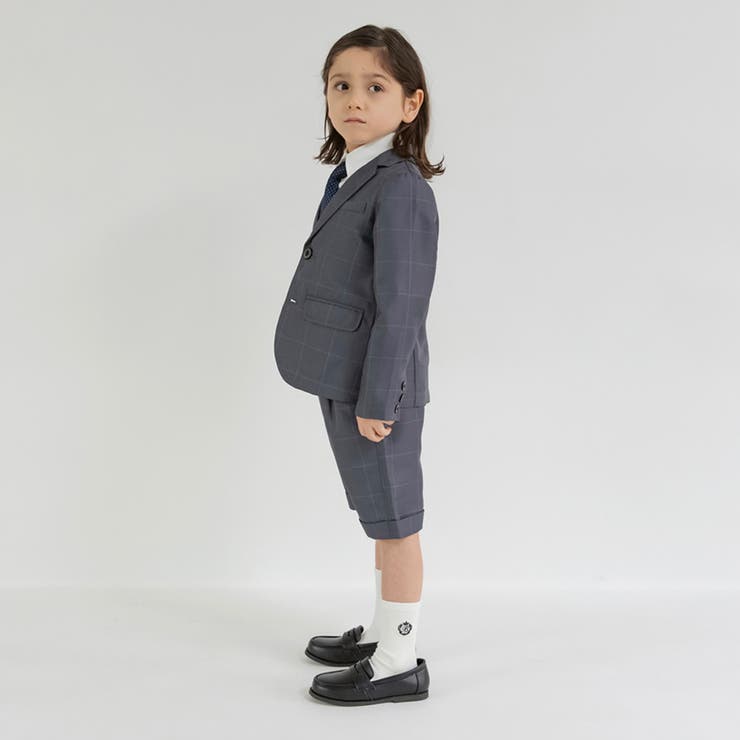 グレーチェック ジャケット＋ハーフ パンツ＋白 | ブランシェス | 詳細画像6 