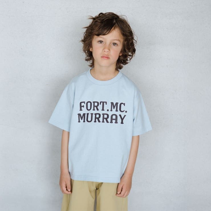 サックス | 【ショート丈／ワイドシルエット】 ロゴプリント半袖Tシャツ | ブランシェス