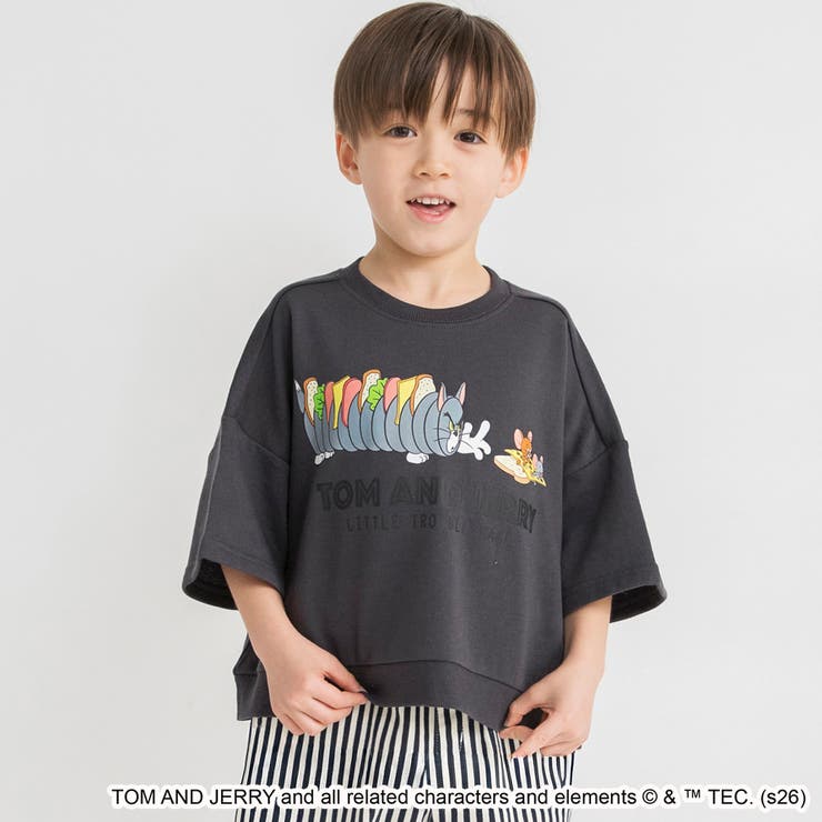 チャコールグレー | 【WEB先行/トムとジェリー】スウェット7分袖Tシャツ | ブランシェス