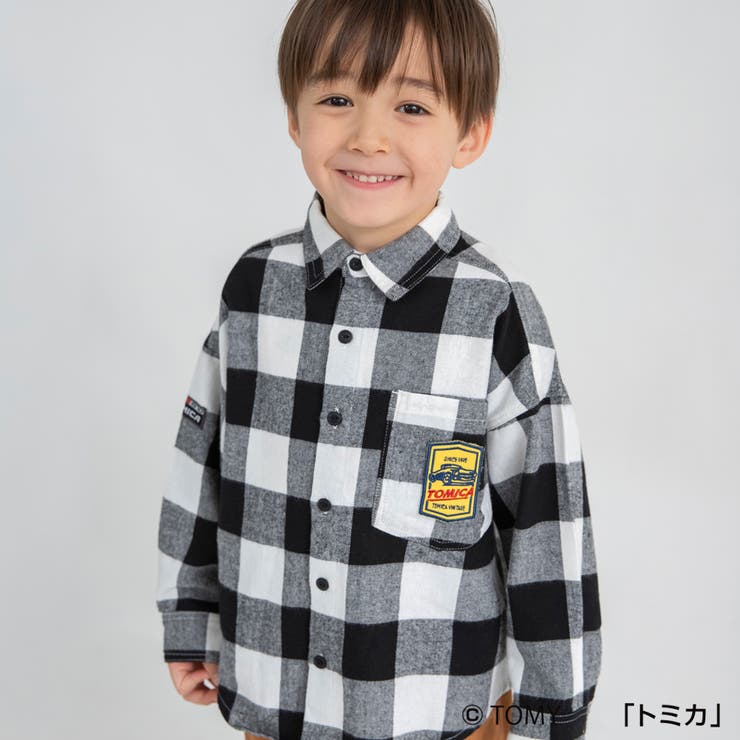 TOMICA トミカ×branshes 先染めチェック柄長袖シャツ | ブランシェス | 詳細画像16 