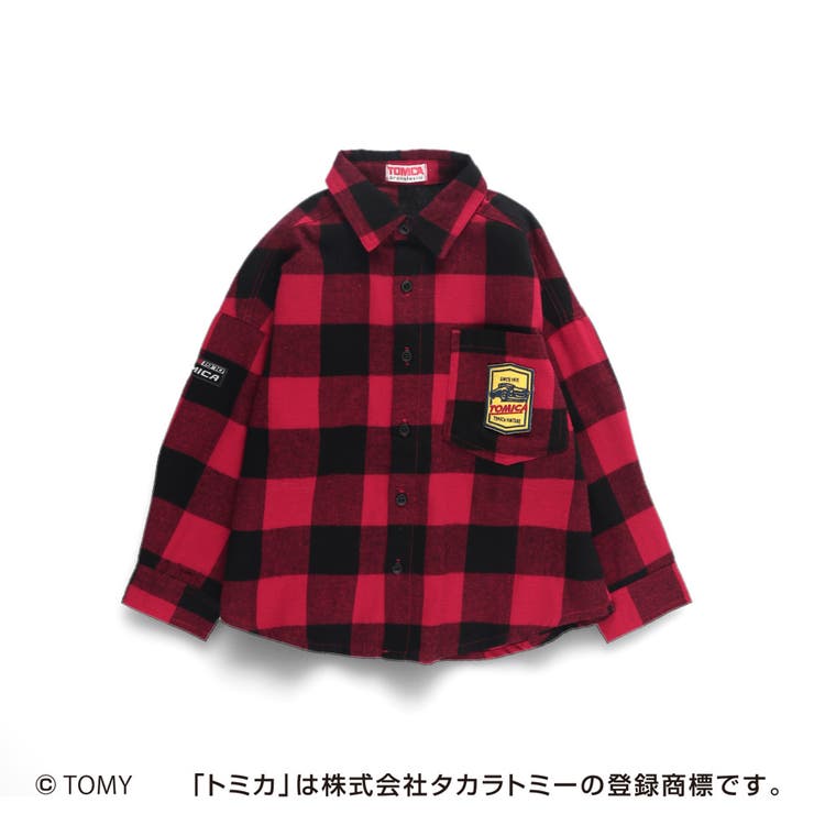 TOMICA トミカ×branshes 先染めチェック柄長袖シャツ | ブランシェス | 詳細画像2 