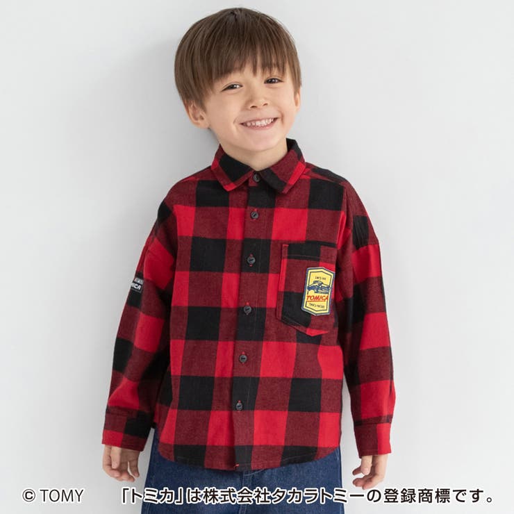 レッド | TOMICA トミカ×branshes 先染めチェック柄長袖シャツ | ブランシェス