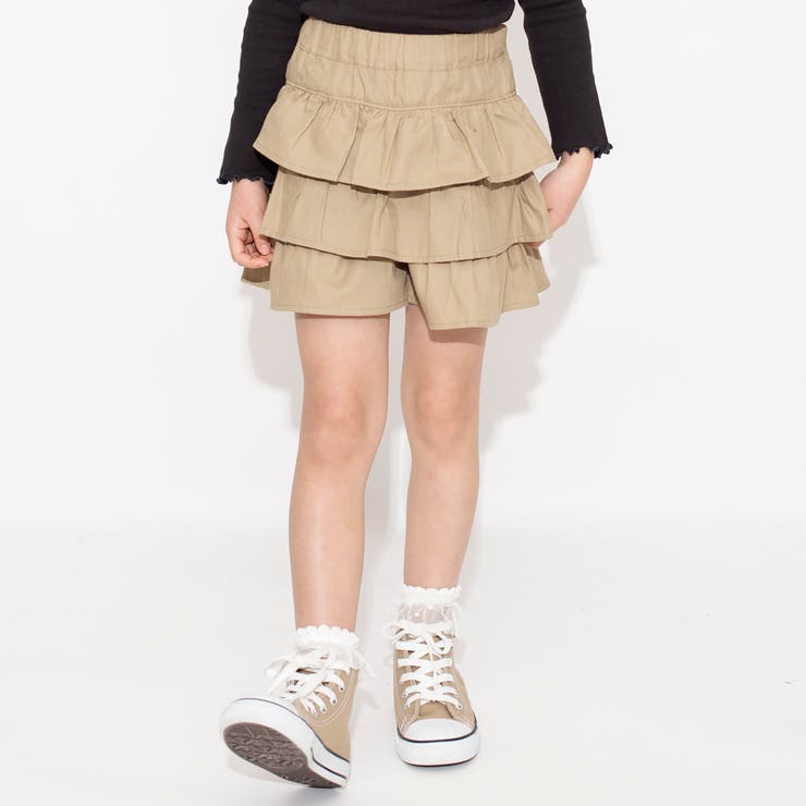 ベージュ | 3段フリルショートパンツ 子供服 キッズ | ブランシェス