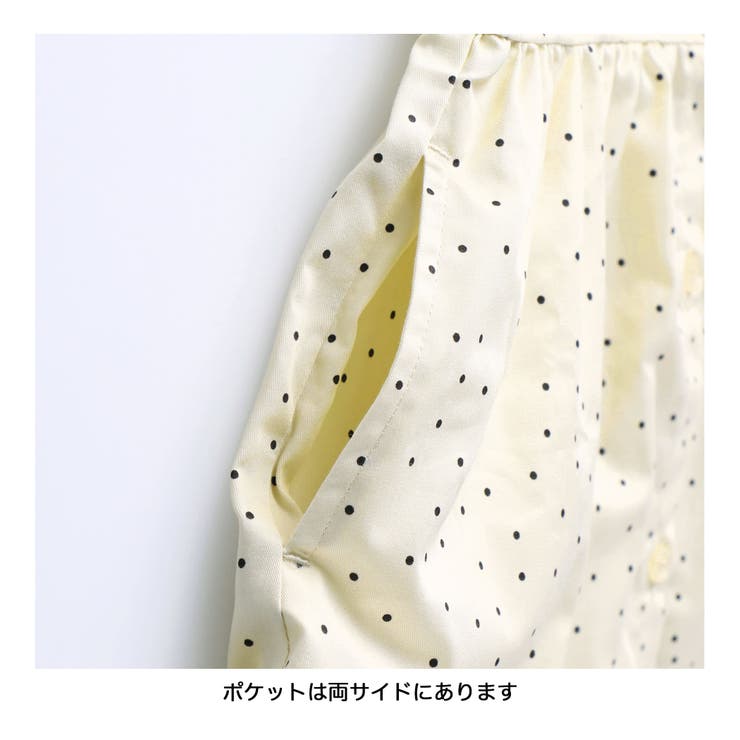 ビック襟付きドット柄ワンピース 子供服 キッズ[品番