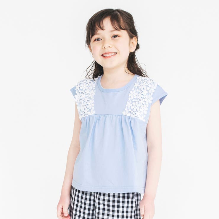サックス | お花レース半袖Tシャツ 子供服 キッズ | ブランシェス