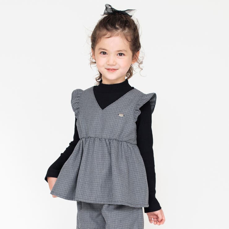 グレー | 【ペア】チェック柄チュニック 子供服 キッズ | ブランシェス