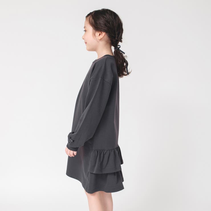 WEB限定】バック裾フリルデザイン長袖ワンピース 子供服 キッズ