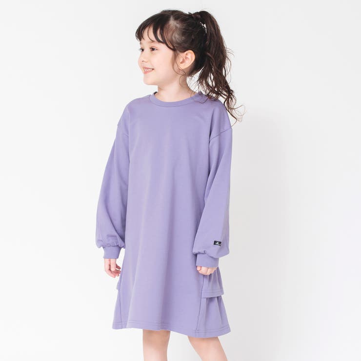 WEB限定】バック裾フリルデザイン長袖ワンピース 子供服 キッズ[品番