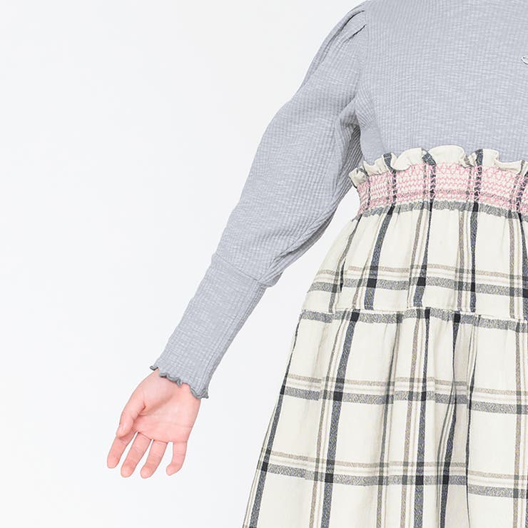 ペア】チェック長袖ワンピース 子供服 キッズ[品番：BRSK0003234 