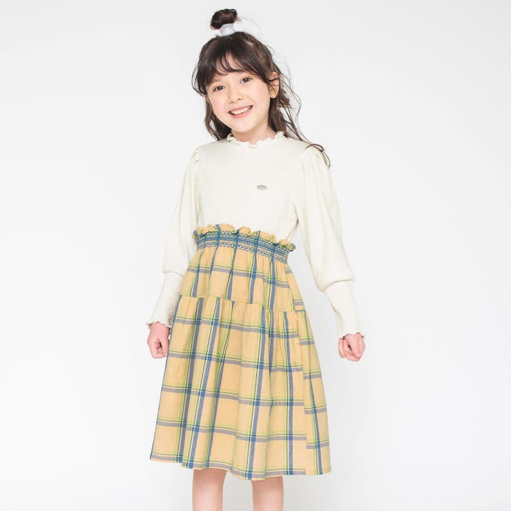 【ペア】チェック長袖ワンピース 子供服  キッズ[品番：BRSK0003234]｜BRANSHES（ブランシェス）のキッズファッション通販｜SHOPLIST（ショップリスト）