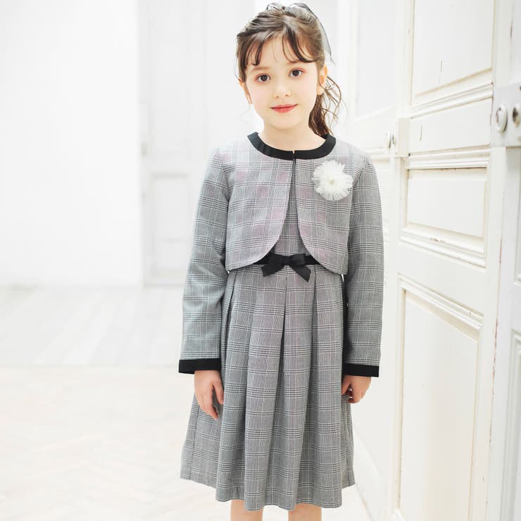 グレー | 【特典付き】キメ服2点セット（GIRLS チェック柄） 子供服 キッズ | ブランシェス