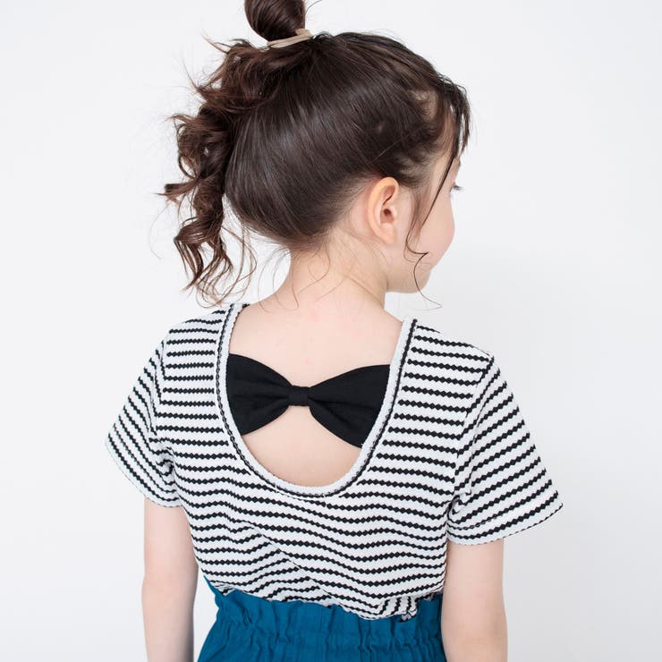 ブラック | 後ろリボン半袖Tシャツ 子供服 キッズ | ブランシェス