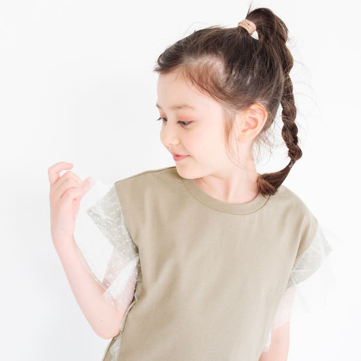 ベージュ | 袖チュールTシャツ 子供服 キッズ | ブランシェス
