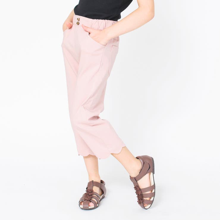 ピンク | 裾スカラップクロップドパンツ 子供服 キッズ | ブランシェス