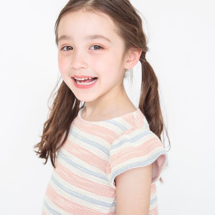 【ペア/お揃い】マルチボーダーツイード半袖ワンピース 子供服 キッズ | ブランシェス | 詳細画像6 