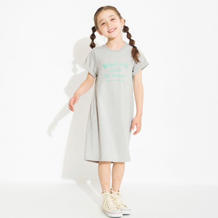 バックウエストあきワンピース 子供服 キッズ[品番：BRSK0003538