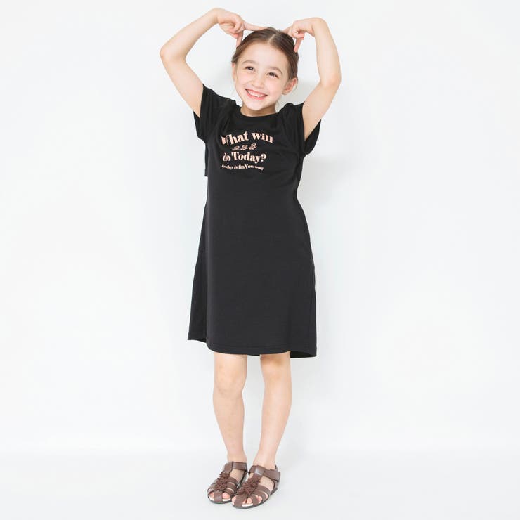 バックウエストあきワンピース 子供服 キッズ[品番：BRSK0003538