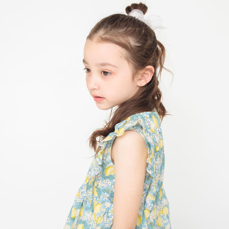 レモン総柄ワンピース 子供服 キッズ[品番：BRSK0003470