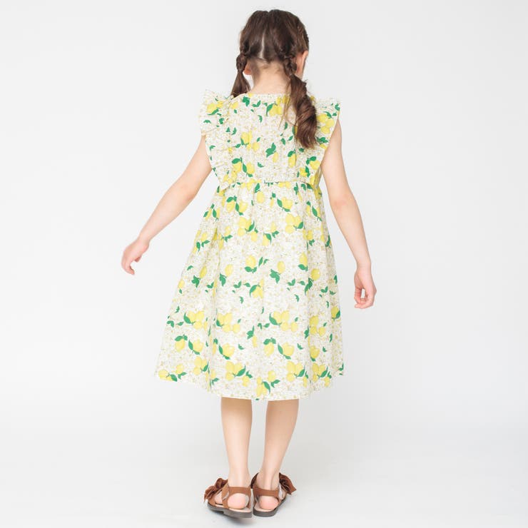 レモン総柄ワンピース 子供服 キッズ[品番：BRSK0003470