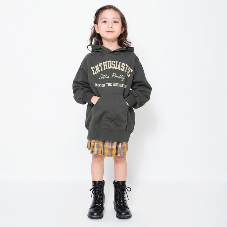 チャコールグレー | フード付きミニ丈ワンピース | ブランシェス