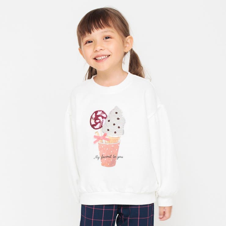 オフホワイト | 長袖スパンコールトレーナー | ブランシェス