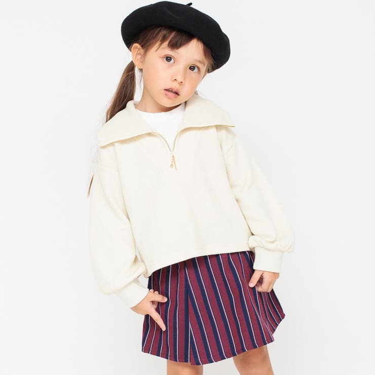 エンジ | 【お揃い】レジメンタルストライプインナーパンツ付きスカート | ブランシェス