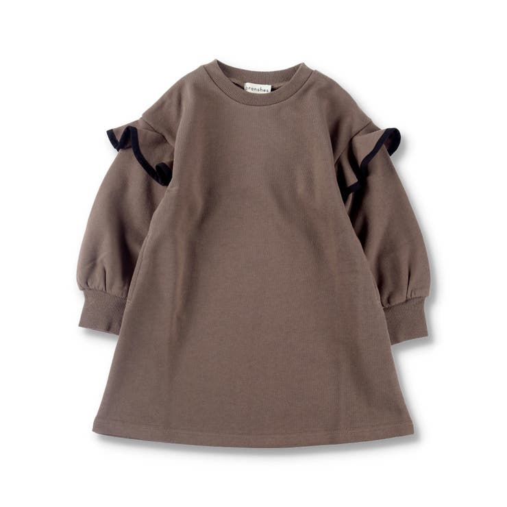 ブラウン | 裏毛 袖フリルワンピース | ブランシェス