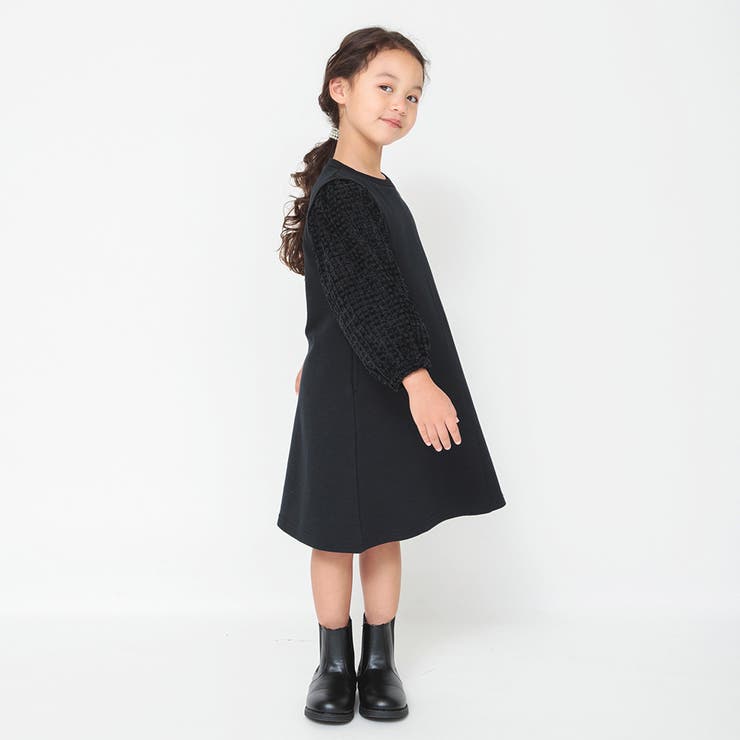 ブラック | 【プチレディ】ふんわり袖ワンピース | ブランシェス