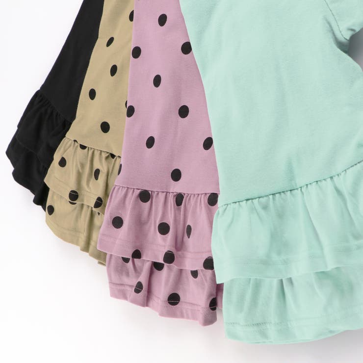 WEB限定】無地/ドット柄バックフリル半袖Tシャツ 子供服 キッズ