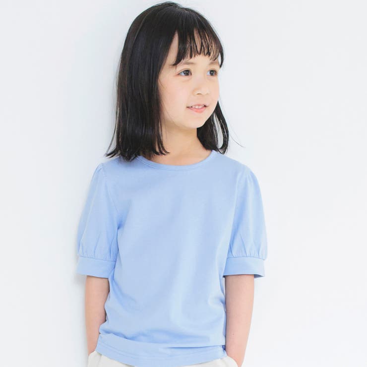 ブルー | 【WEB限定】パフスリーブ5分袖Tシャツ/子供服/キッズ/綿100%/女の子 | ブランシェス