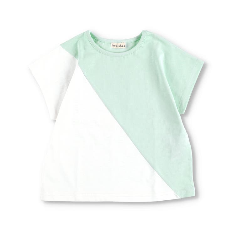 ライトグリーン | 切替配色半袖Tシャツ 子供服 キッズ | ブランシェス