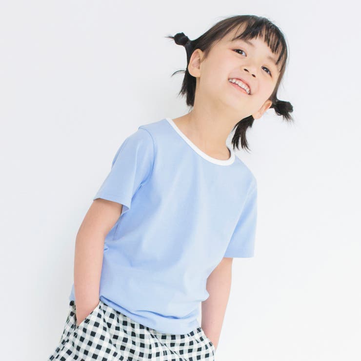 ブルー | 【WEB限定/綿100%】配色半袖Tシャツ/子供服/キッズ/女の子 | ブランシェス