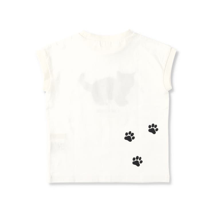 黒ネコプリントフレンチスリーブTシャツ 子供服 キッズ | ブランシェス | 詳細画像3 