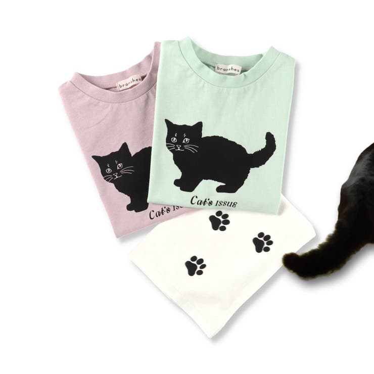 黒ネコプリントフレンチスリーブTシャツ 子供服 キッズ | ブランシェス | 詳細画像33 