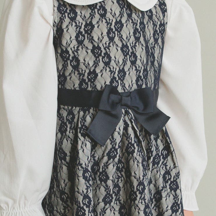 フォーマル】レース柄ジャンパースカート[品番：BRSK0008016