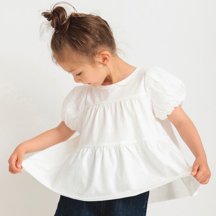 オフホワイト | バルーン袖ティアードTシャツ | ブランシェス
