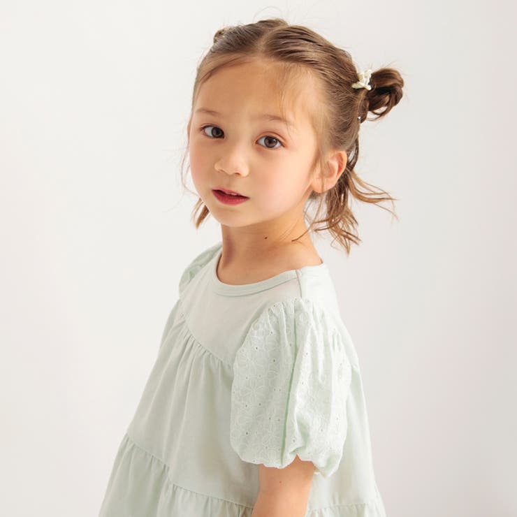 ライトグリーン | バルーン袖ティアードTシャツ | ブランシェス