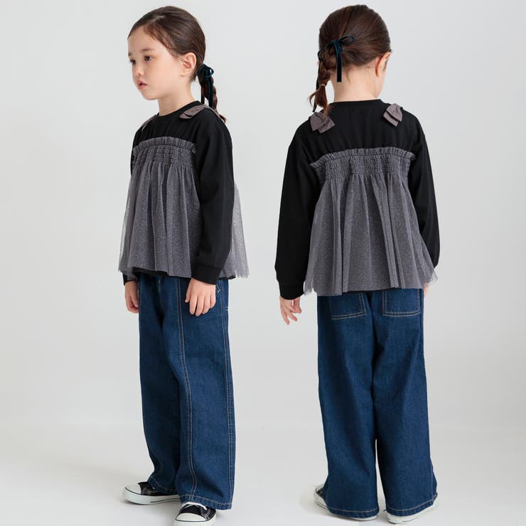 チュールドッキング長袖Tシャツ[品番：BRSK0008500