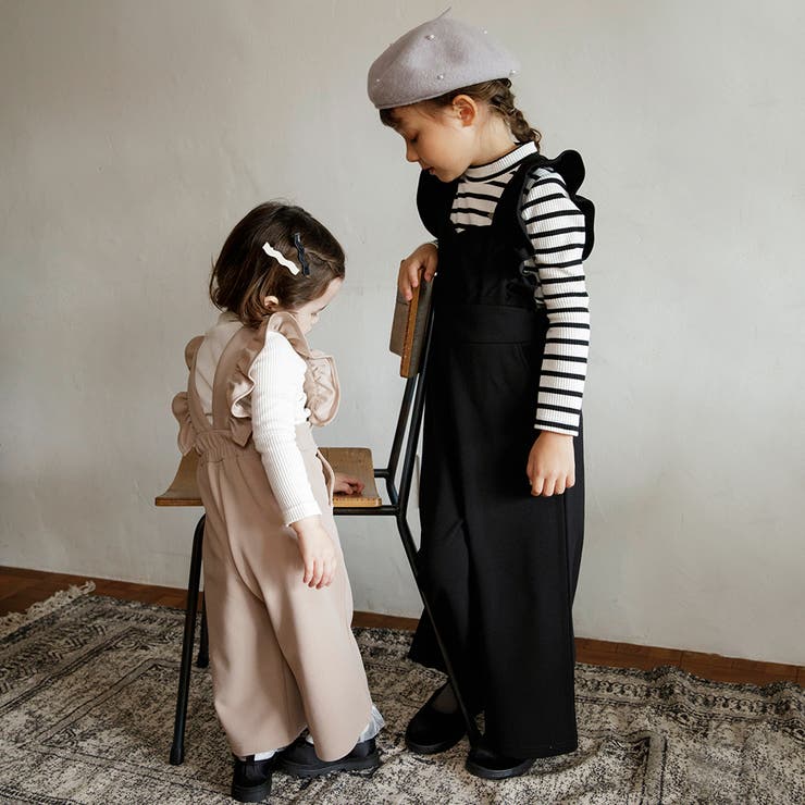 pelleqブラックニットサロペット プチレディ】ニットカルゼサロペット[品番：BRSK0008527