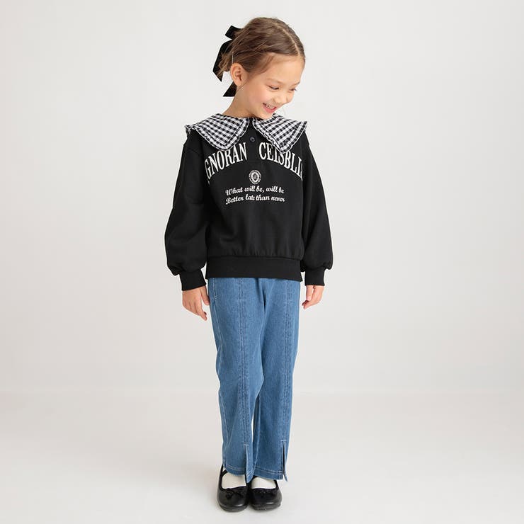 スリット入りロングパンツ/フレア パンツ/デニム/デニムパンツ | ブランシェス | 詳細画像3 