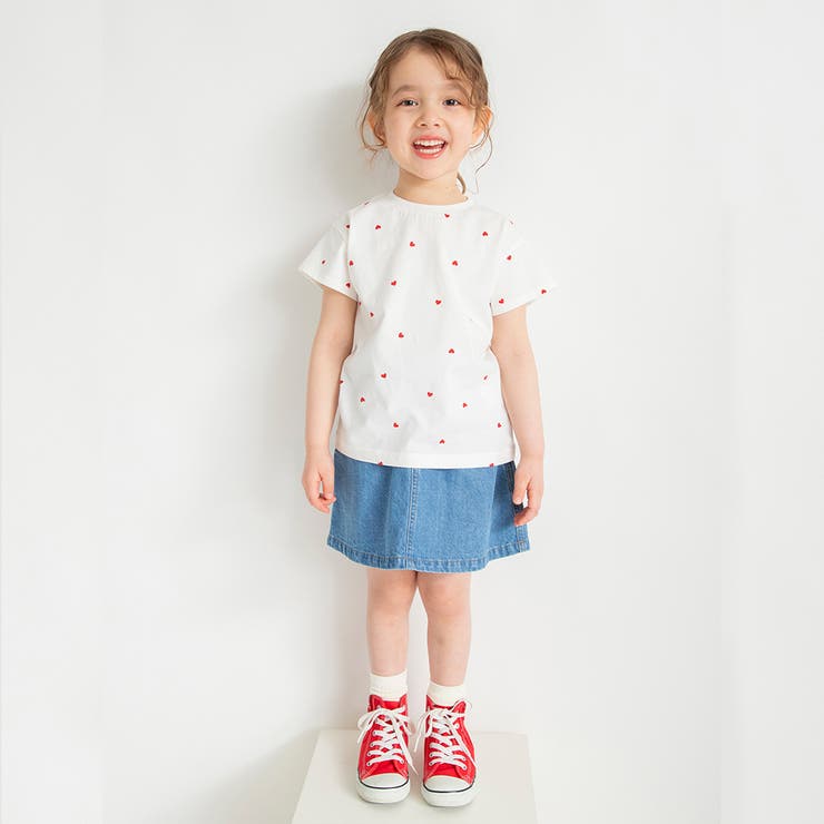 総柄半袖Tシャツ ハート刺繍 ボーダー | ブランシェス | 詳細画像4 