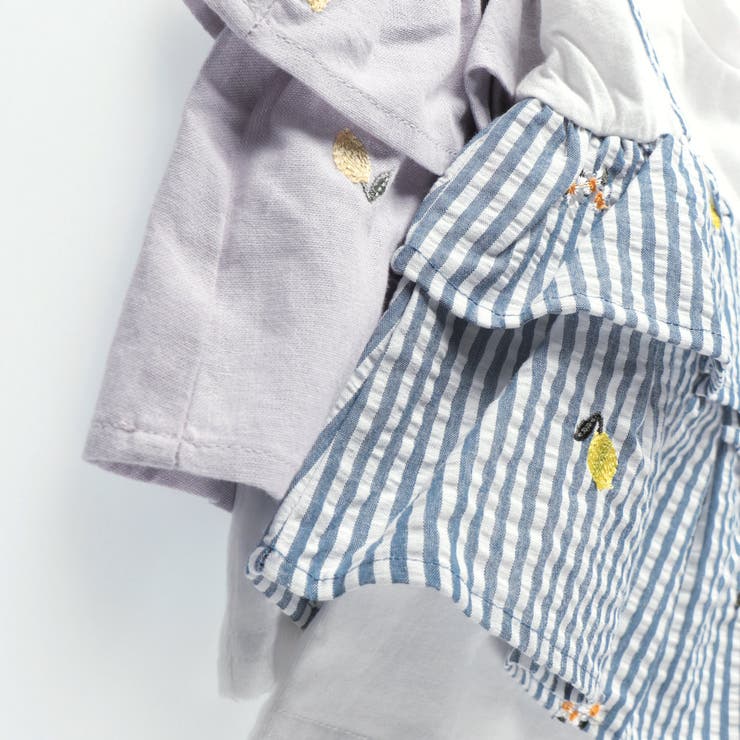 【おそろい】レモン＆フラワー総柄刺しゅうドッキングTシャツ | ブランシェス | 詳細画像4 