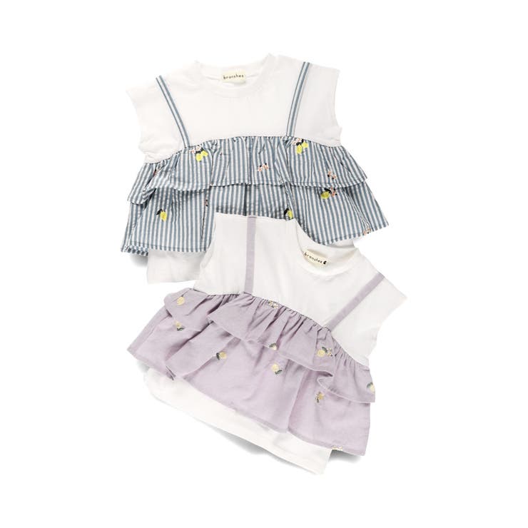 【おそろい】レモン＆フラワー総柄刺しゅうドッキングTシャツ | ブランシェス | 詳細画像7 