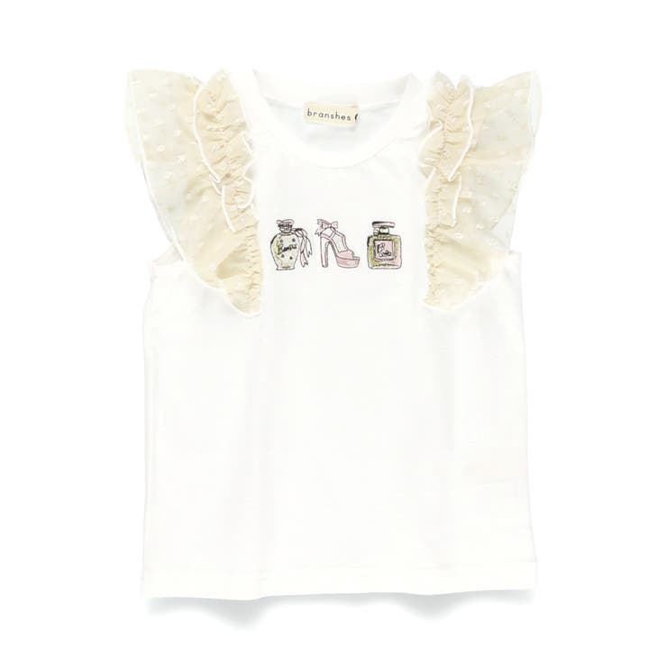 モチーフ刺繍肩フリルTシャツ/JUN IIDA/綿100%/シフォン | ブランシェス | 詳細画像2 