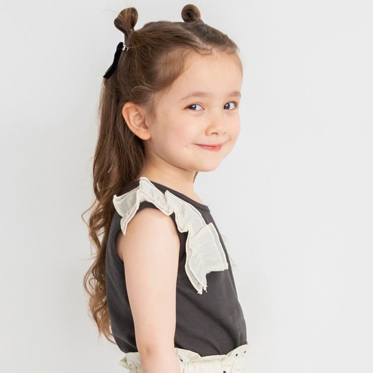 チャコールグレー | 【プチプラ】肩 フリル タンクトップ シフォン | ブランシェス