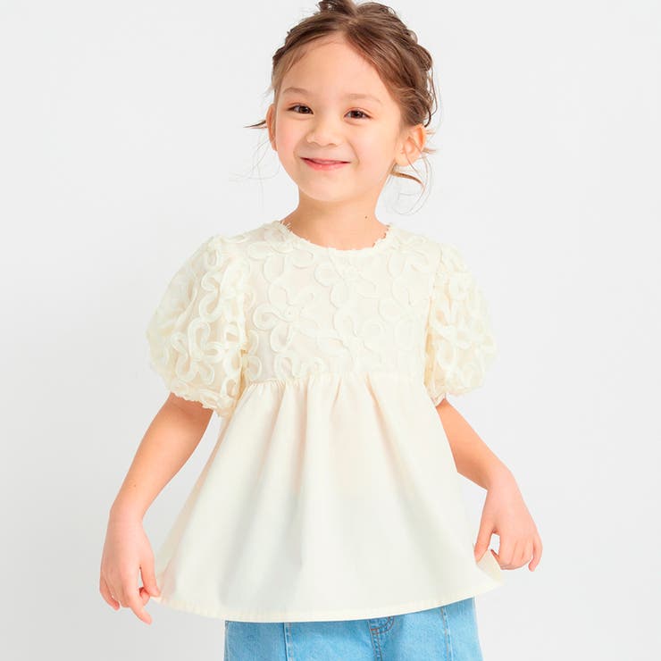 アイボリー | 【プチレディ】フラワーチュールブラウス | ブランシェス