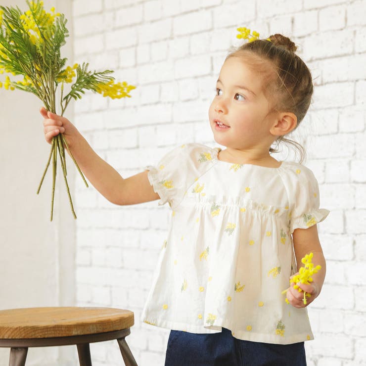 【おそろい】ミモザ刺繍チュニック | ブランシェス | 詳細画像1 