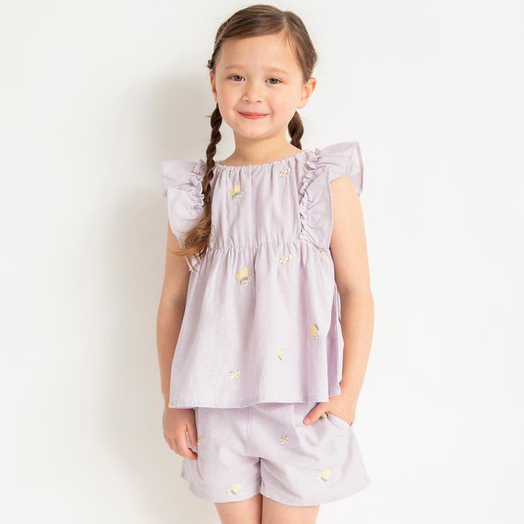 【おそろい】レモン＆フラワー総柄刺しゅうチュニック 綿100% ブラウス | ブランシェス | 詳細画像10 