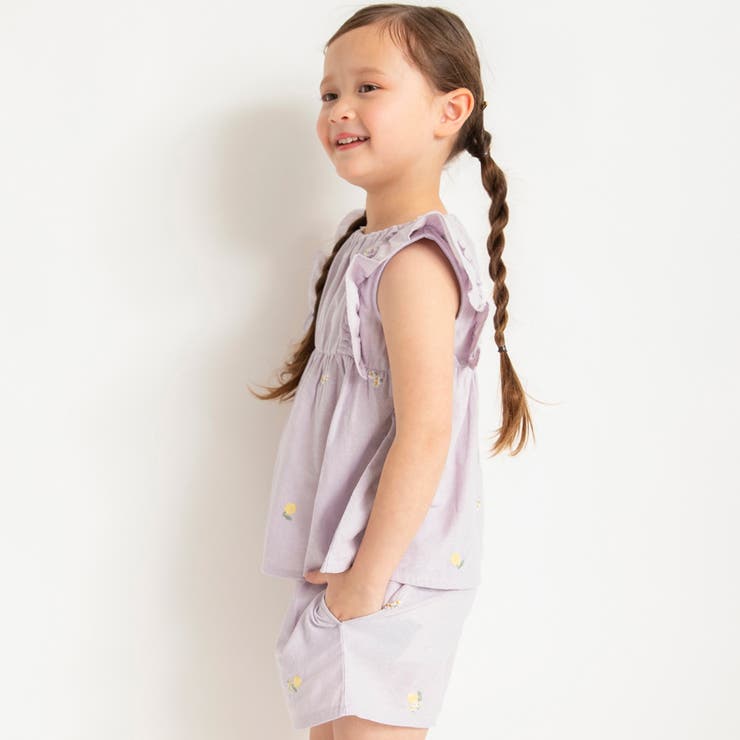 【おそろい】レモン＆フラワー総柄刺しゅうチュニック 綿100% ブラウス | ブランシェス | 詳細画像12 