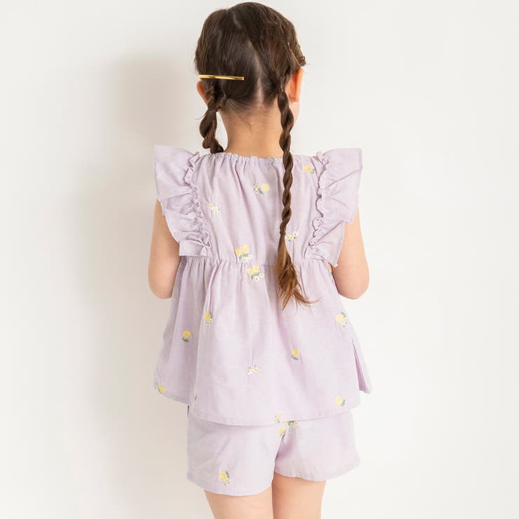 【おそろい】レモン＆フラワー総柄刺しゅうチュニック 綿100% ブラウス | ブランシェス | 詳細画像13 